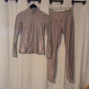 Yogalicious Shimmer Leggings & Zip Top - Dusty Rose